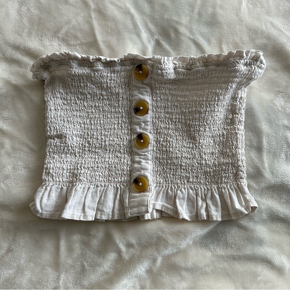 small beige tube top / bandeau top